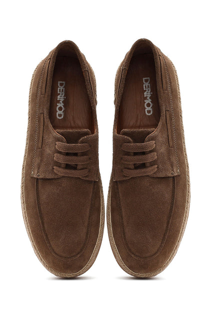 Erkek Vizon Bağcıklı Süet Deri Casual Ayakkabı