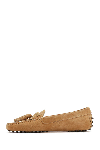 Kadın Camel Püsküllü Süet Deri Loafer