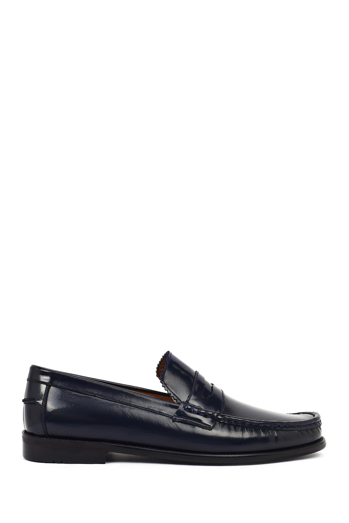 Erkek Lacivert Deri Klasik Loafer