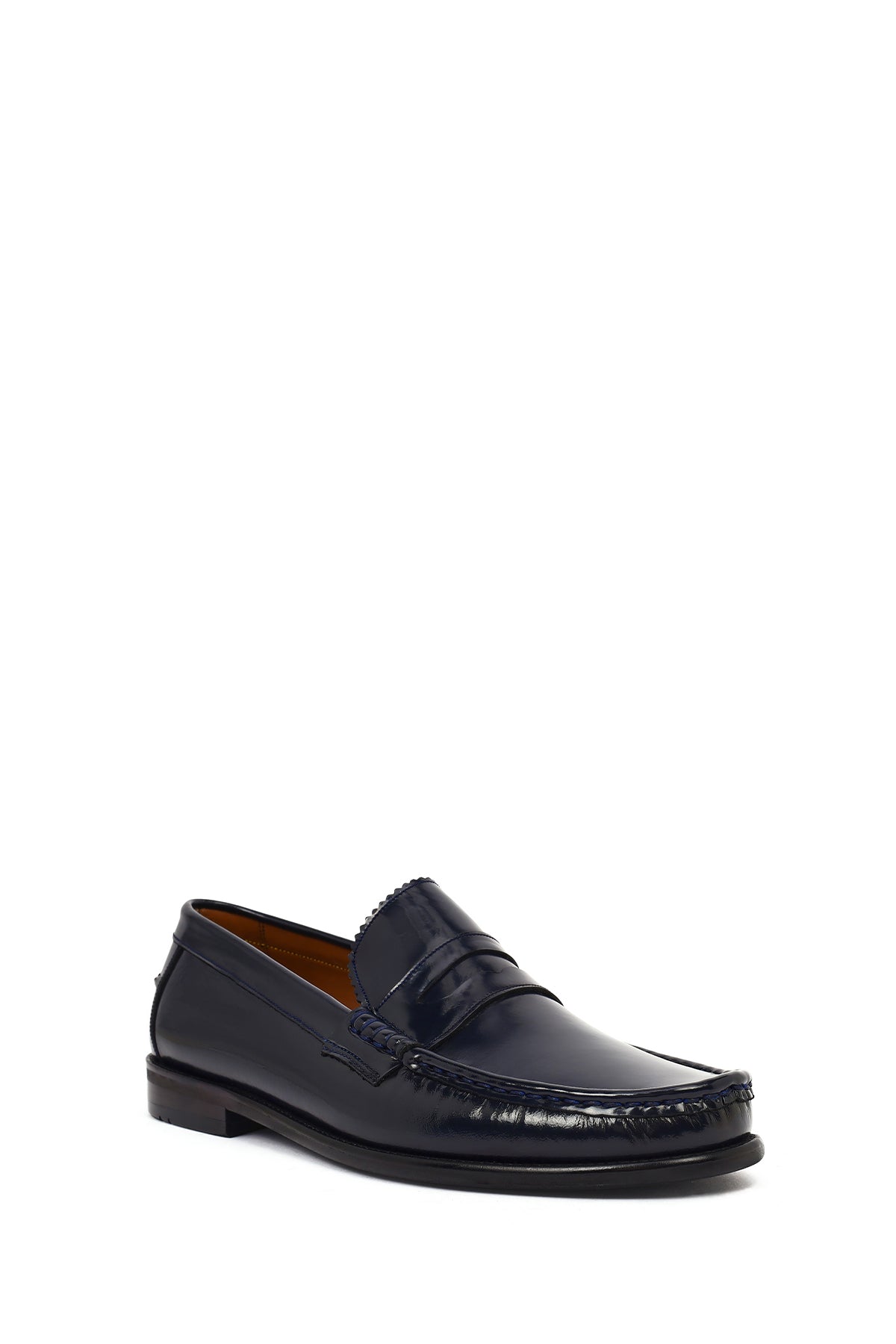 Erkek Lacivert Deri Klasik Loafer