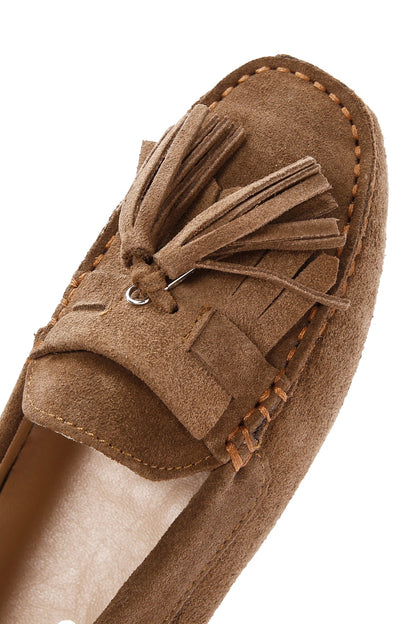 Kadın Taba Püsküllü Süet Deri Loafer
