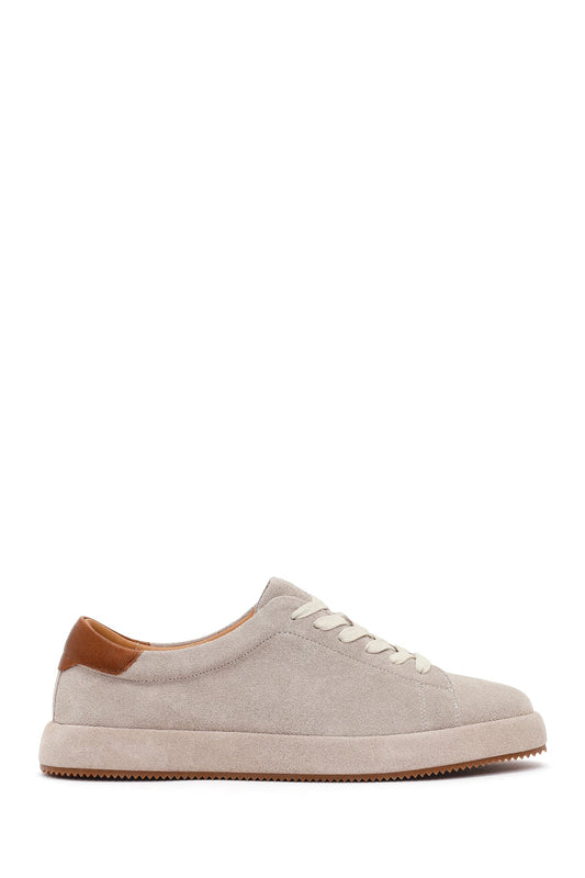 Erkek Gri Bağcıklı Süet Deri Sneaker