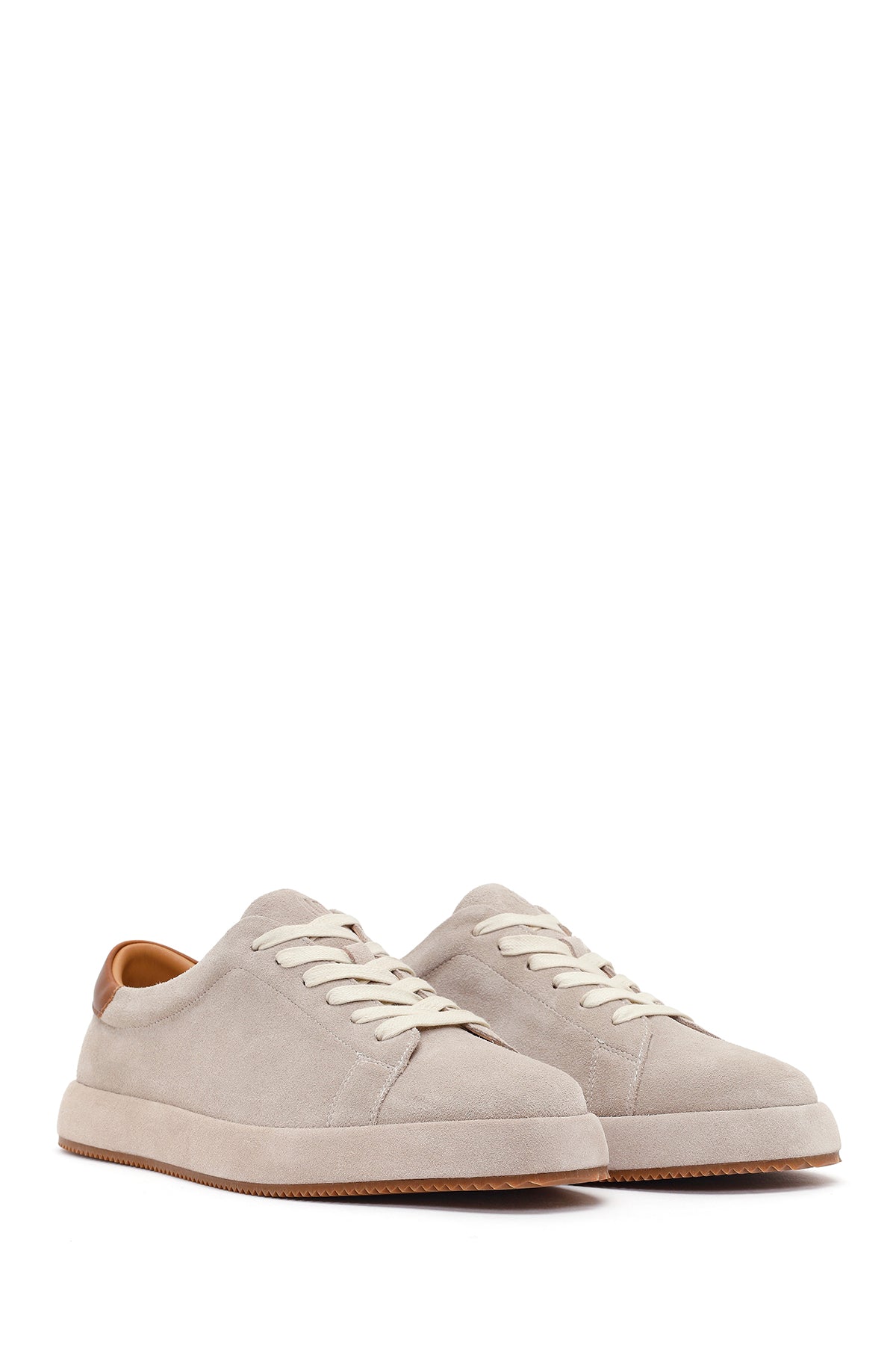 Erkek Gri Bağcıklı Süet Deri Sneaker