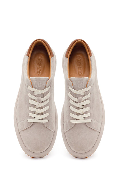 Erkek Gri Bağcıklı Süet Deri Sneaker
