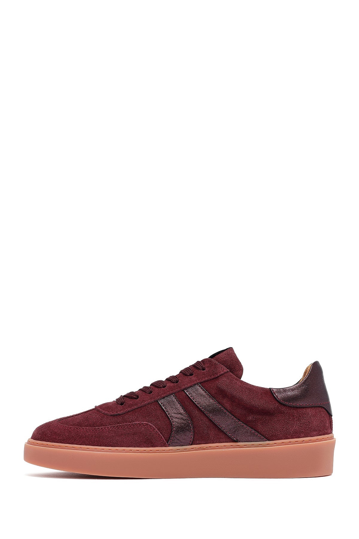 Kadın Bordo Bağcıklı Süet Deri Sneaker