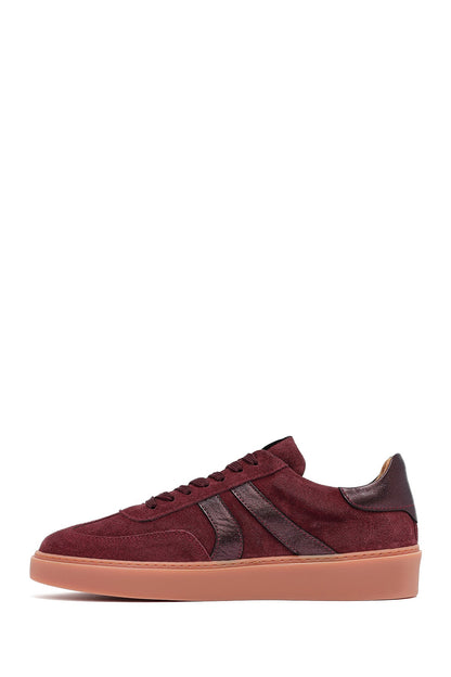 Kadın Bordo Bağcıklı Süet Deri Sneaker