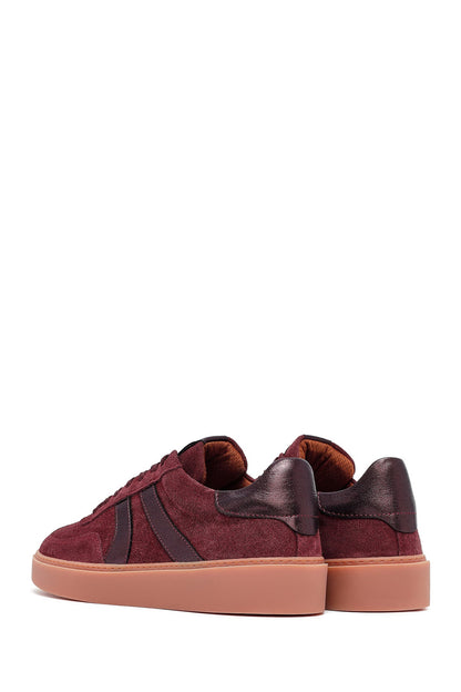 Kadın Bordo Bağcıklı Süet Deri Sneaker