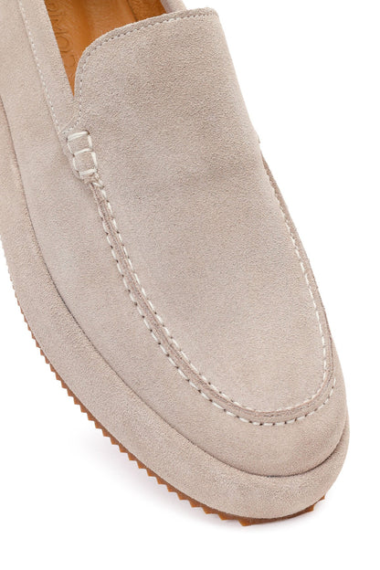 Erkek Gri Süet Deri Casual Loafer