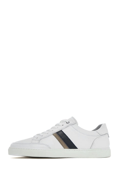 Erkek Beyaz Bağcıklı Deri Sneaker