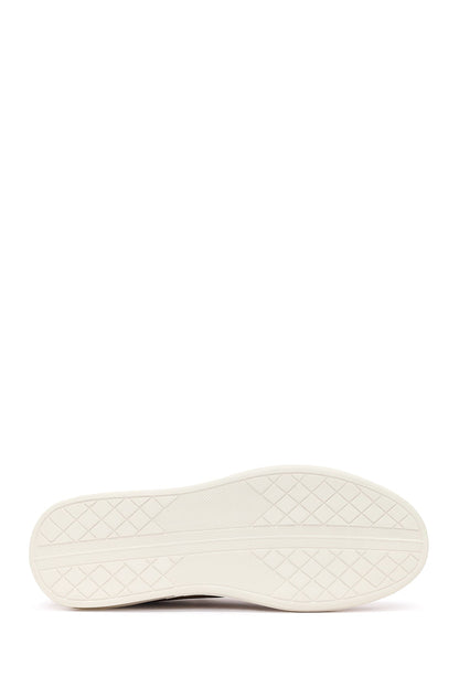 Erkek Bej Bağcıklı Deri Sneaker