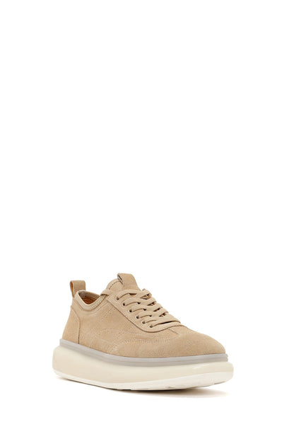 Erkek Bej Bağcıklı Kalın Tabanlı Süet Deri Sneaker