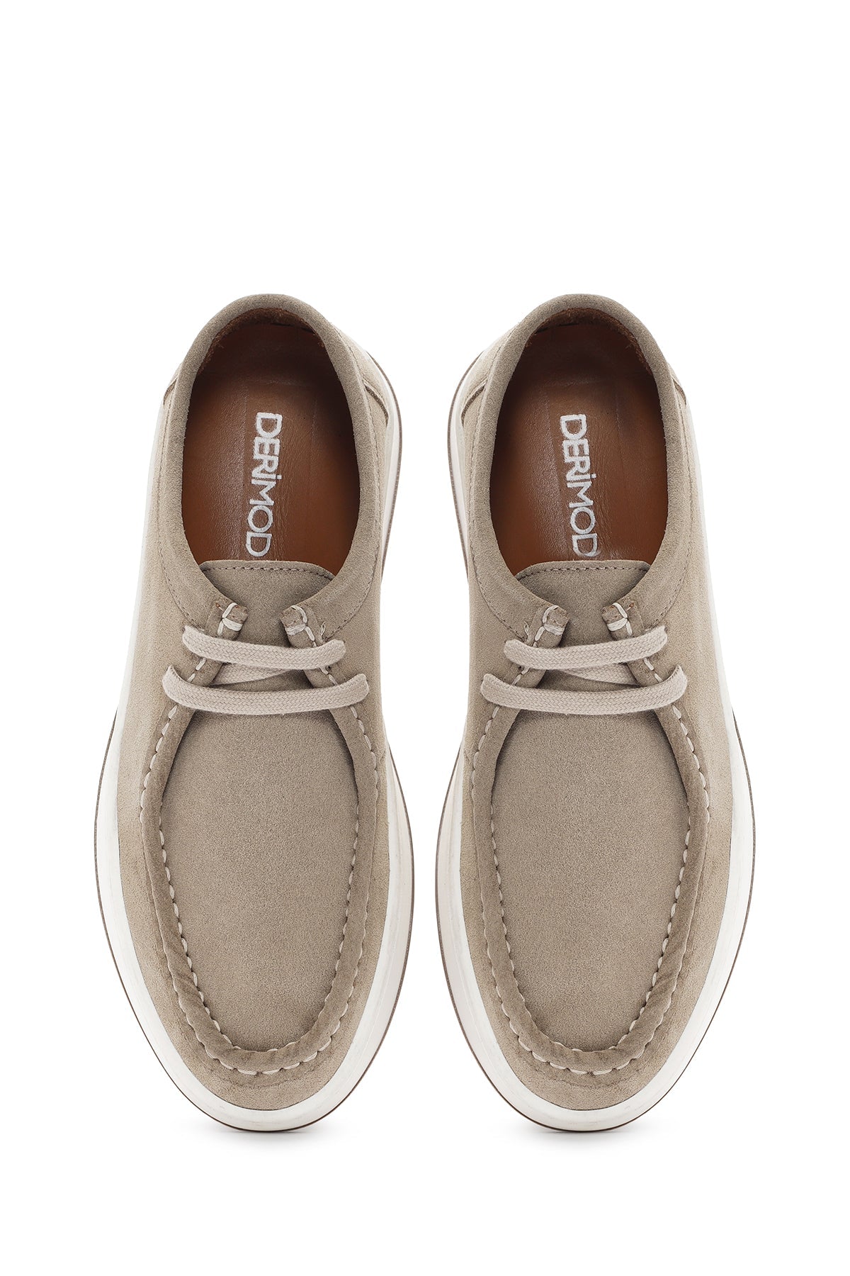 Erkek Bej Bağcıklı Süet Deri Casual Ayakkabı