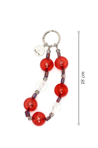 Kadın Kırmızı Boncuklu Metal Charm