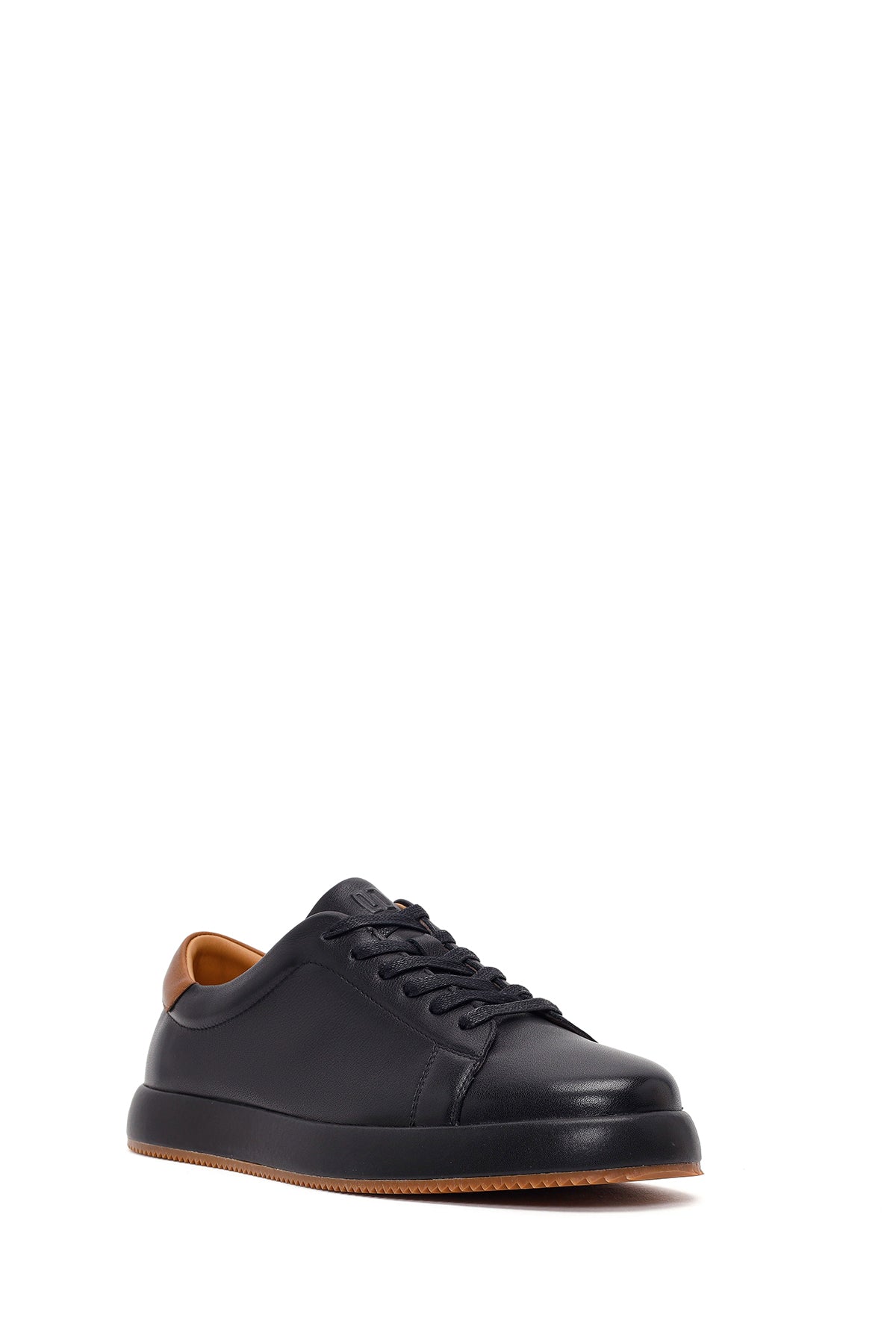 Erkek Siyah Bağcıklı Deri Sneaker