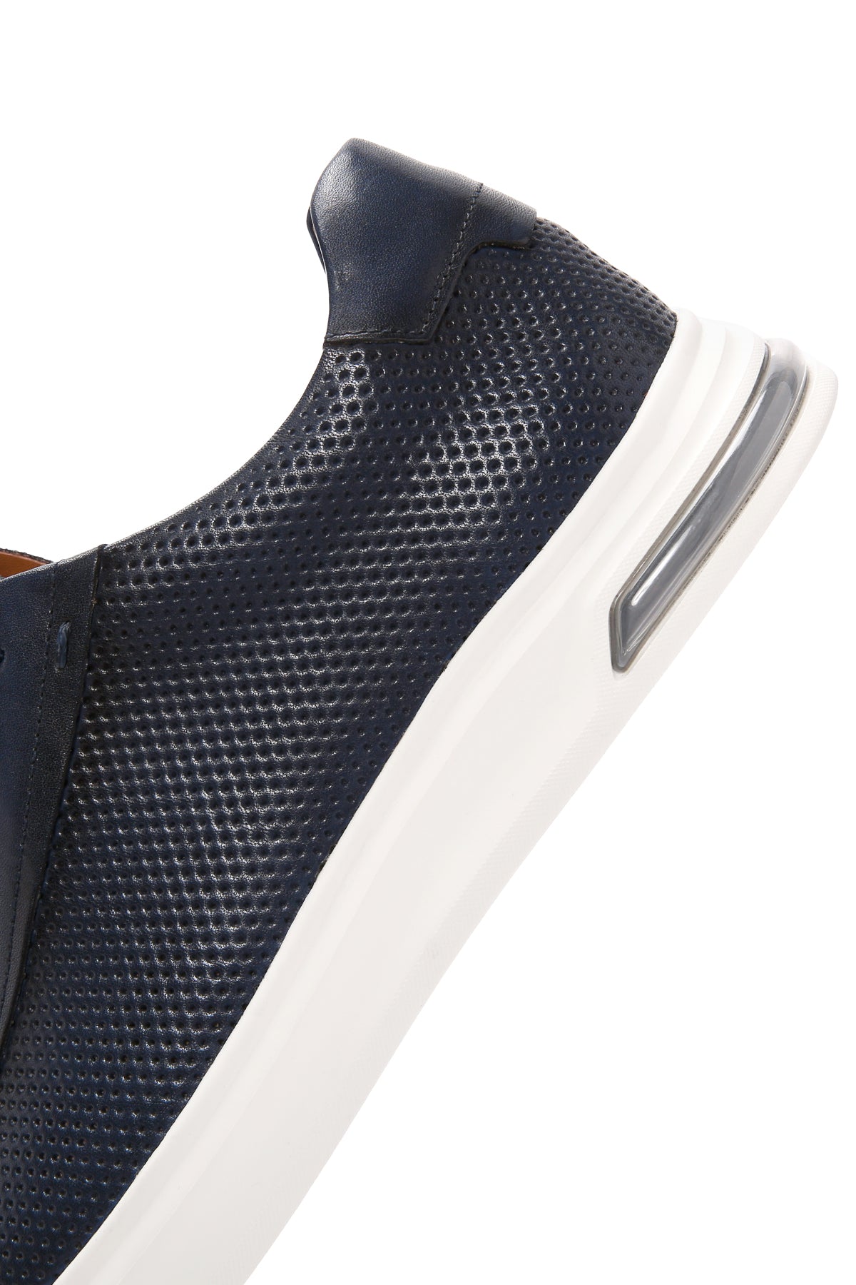 Erkek Lacivert Bağcıklı Kalın Tabanlı Deri Sneaker