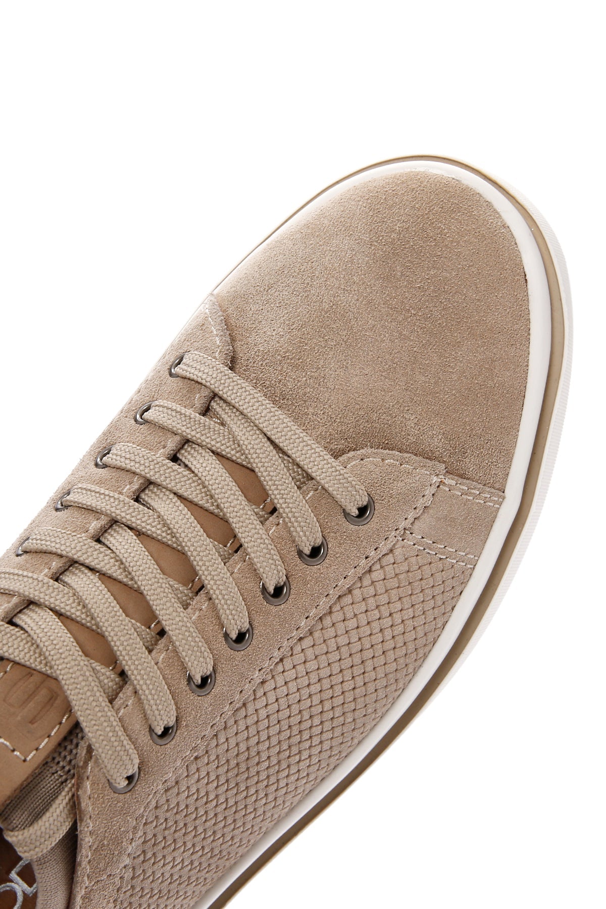 Erkek Bej Bağcıklı Süet Deri Sneaker