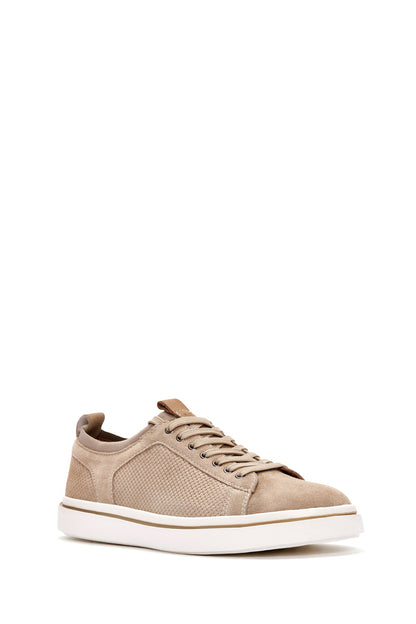 Erkek Bej Bağcıklı Süet Deri Sneaker