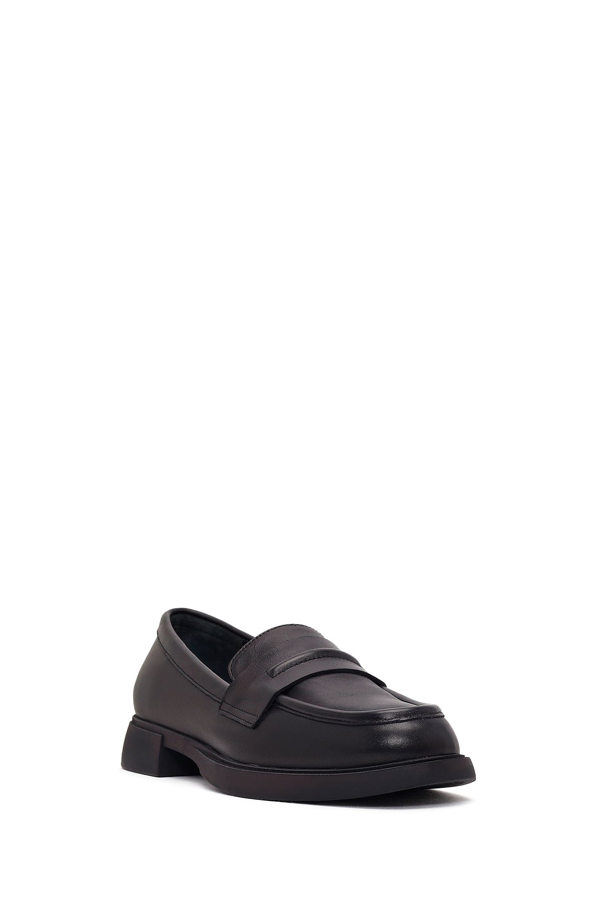 Kadın Siyah Deri Maskülen Loafer