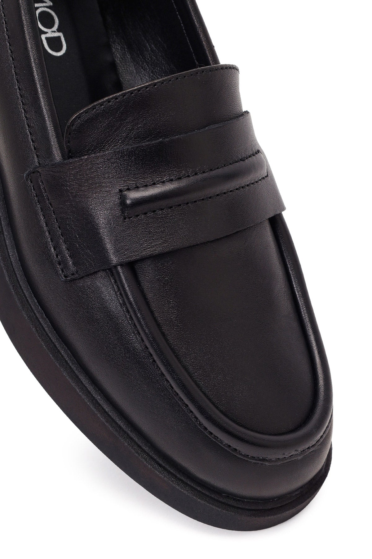 Kadın Siyah Deri Maskülen Loafer