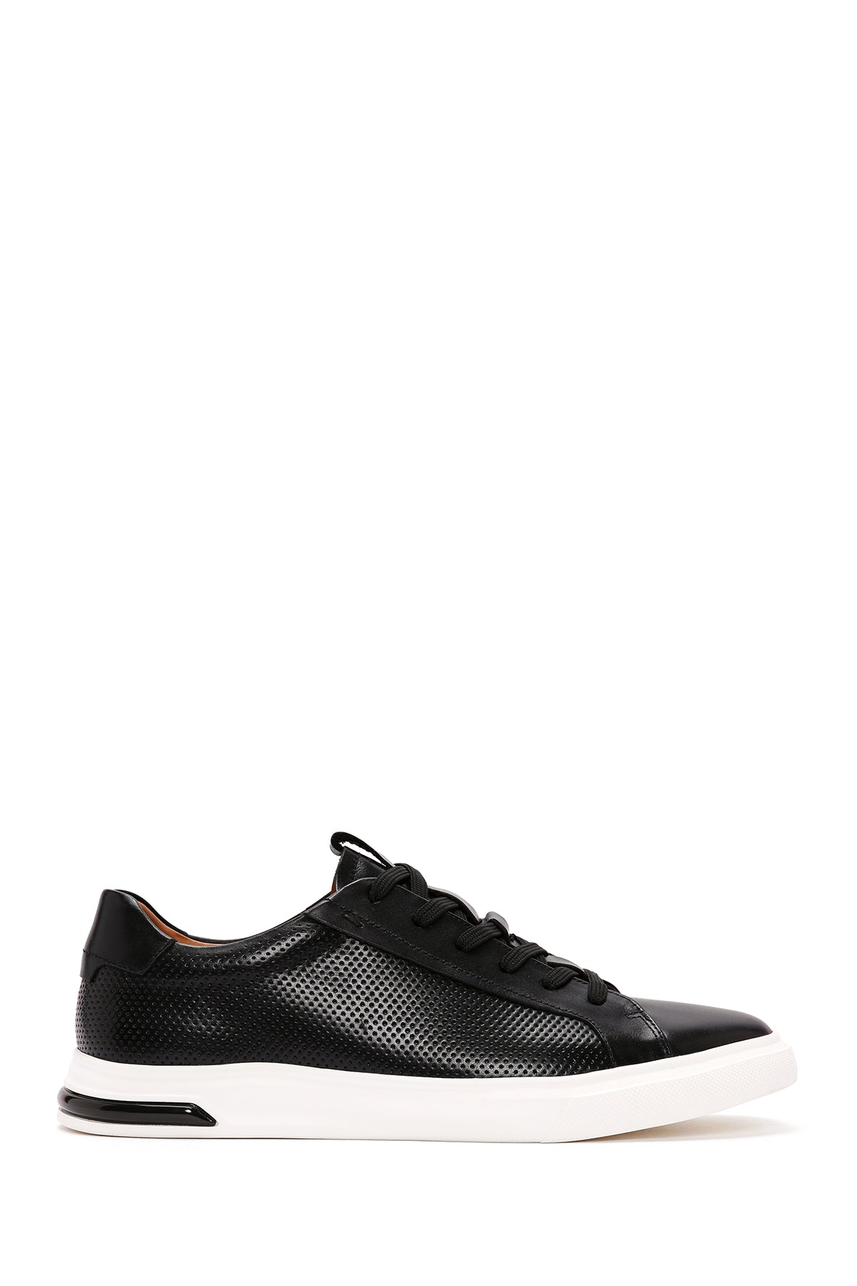 Erkek Siyah Bağcıklı Kalın Tabanlı Deri Sneaker