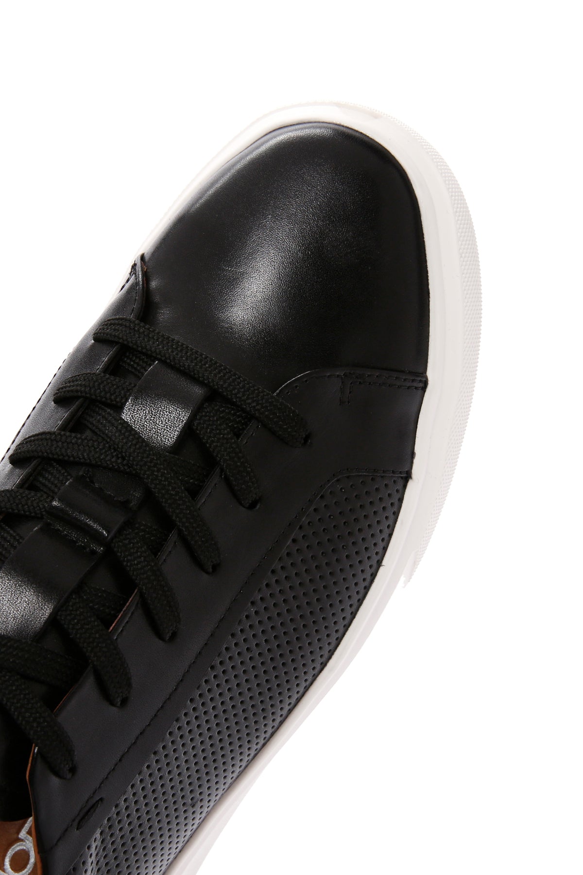 Erkek Siyah Bağcıklı Kalın Tabanlı Deri Sneaker