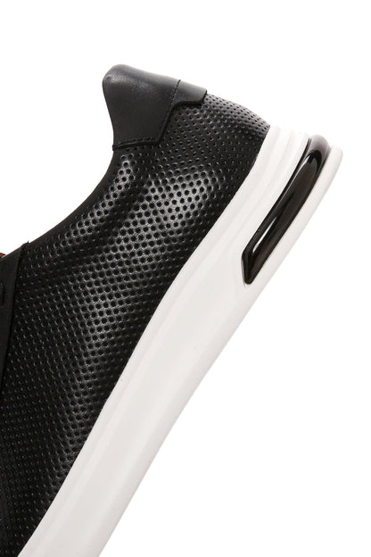 Erkek Siyah Bağcıklı Kalın Tabanlı Deri Sneaker