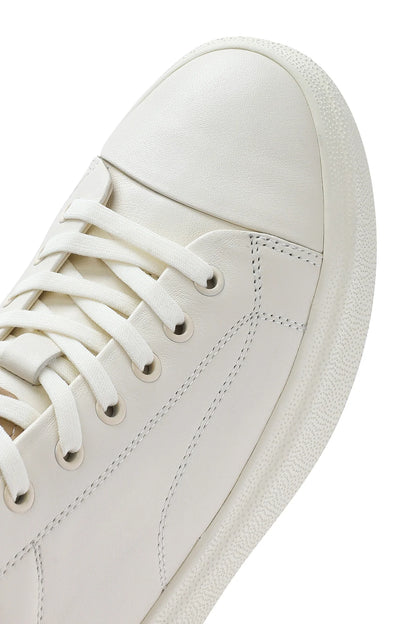 Erkek Beyaz Bağcıklı Kalın Tabanlı Deri Sneaker