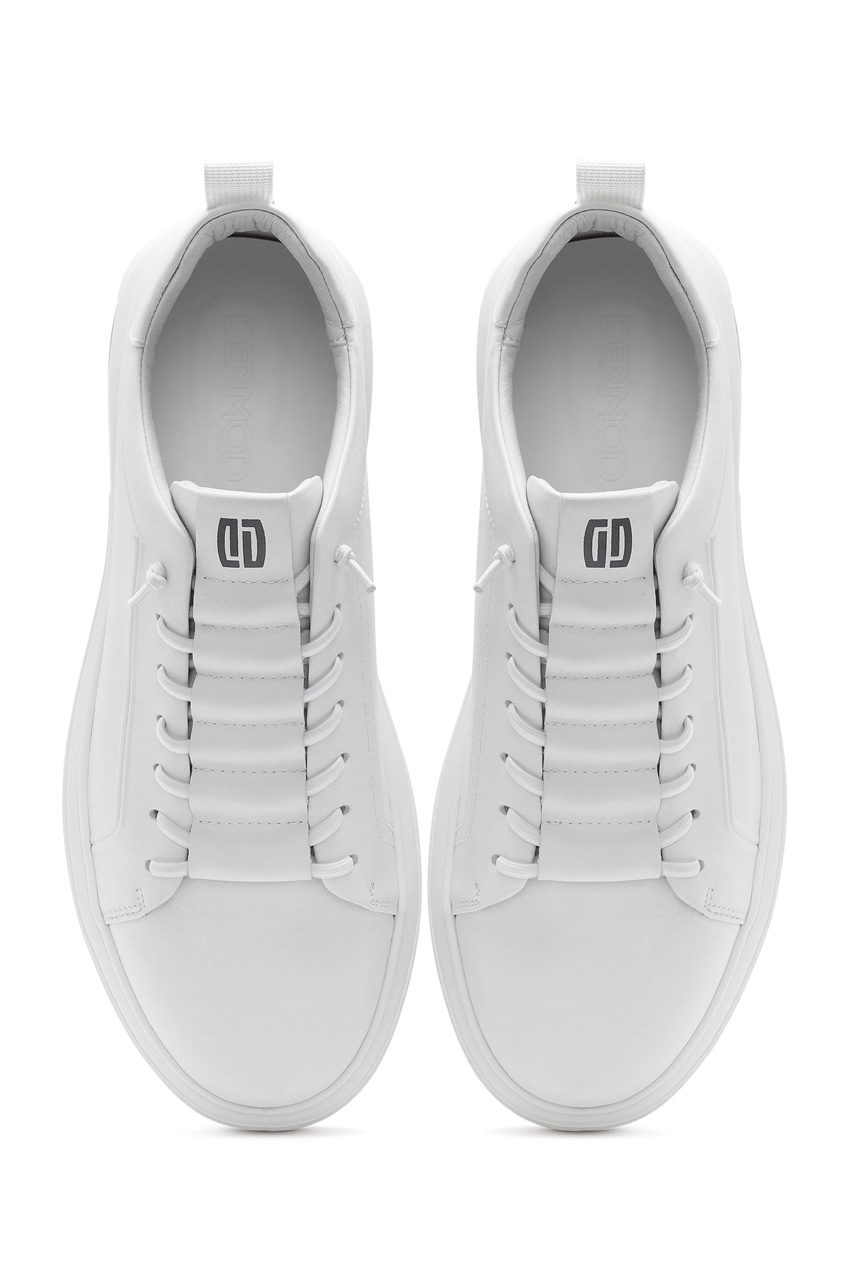 Erkek Beyaz Bağcıklı Deri Sneaker