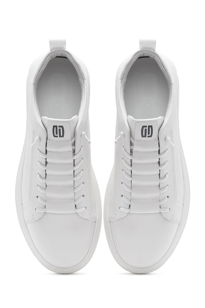 Erkek Beyaz Bağcıklı Deri Sneaker