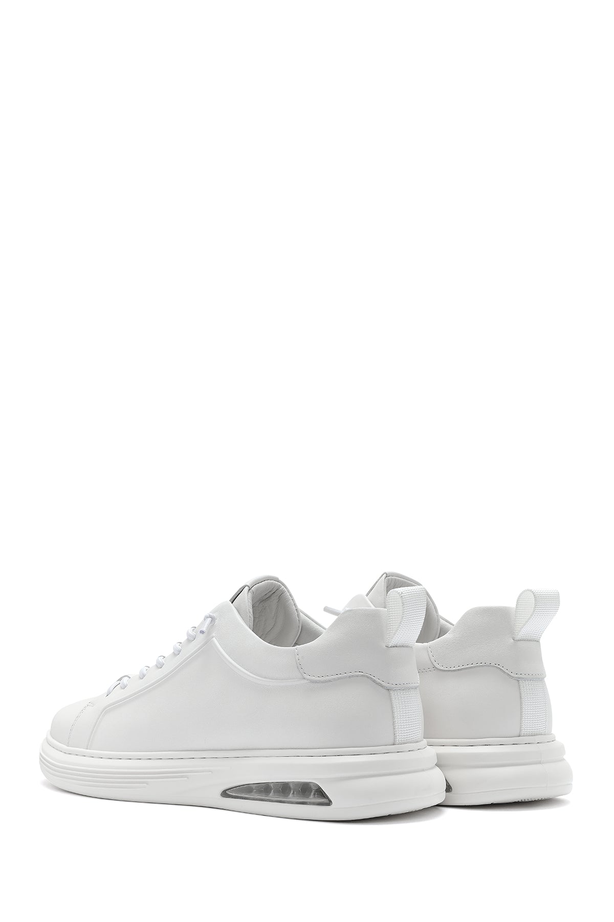 Erkek Beyaz Bağcıklı Deri Sneaker
