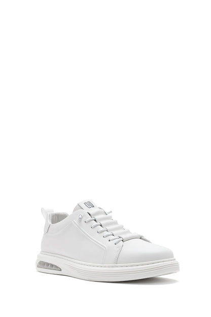 Erkek Beyaz Bağcıklı Deri Sneaker