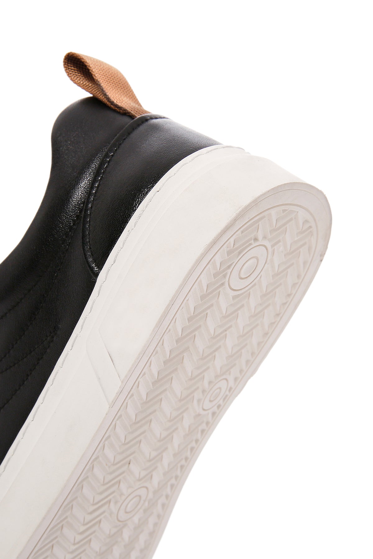 Erkek Siyah Bağcıklı Kalın Tabanlı Deri Sneaker