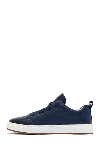 Erkek Lacivert Deri Sneaker