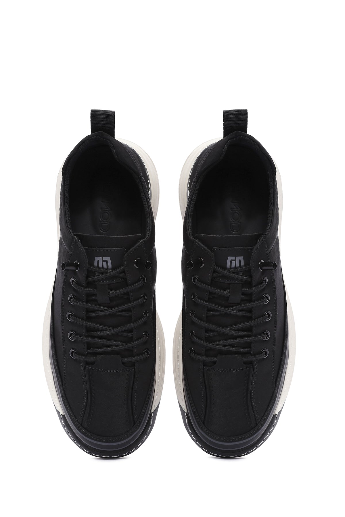 Erkek Siyah Bağcıklı Kalın Tabanlı Kumaş Sneaker