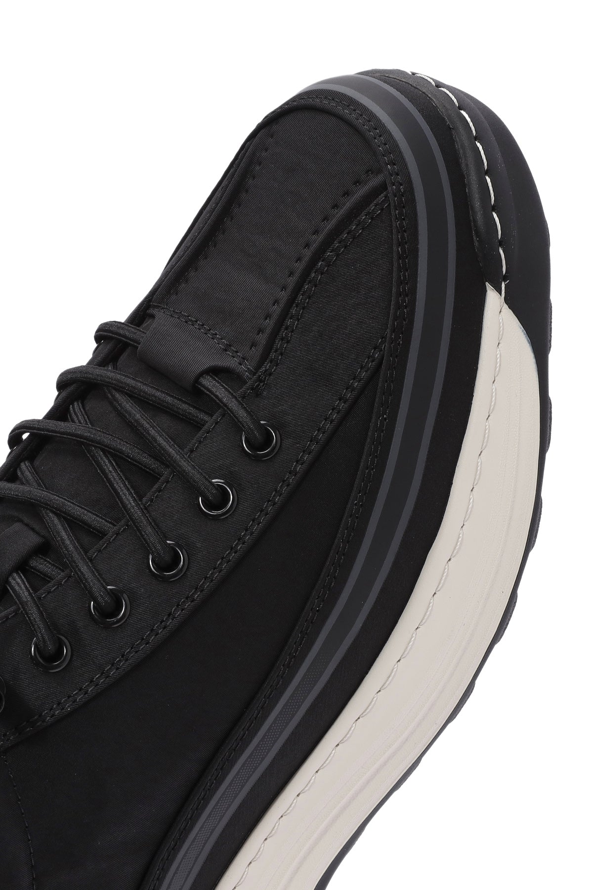 Erkek Siyah Bağcıklı Kalın Tabanlı Kumaş Sneaker