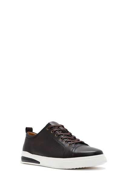 Erkek Kahverengi Bağcıklı Deri Sneaker