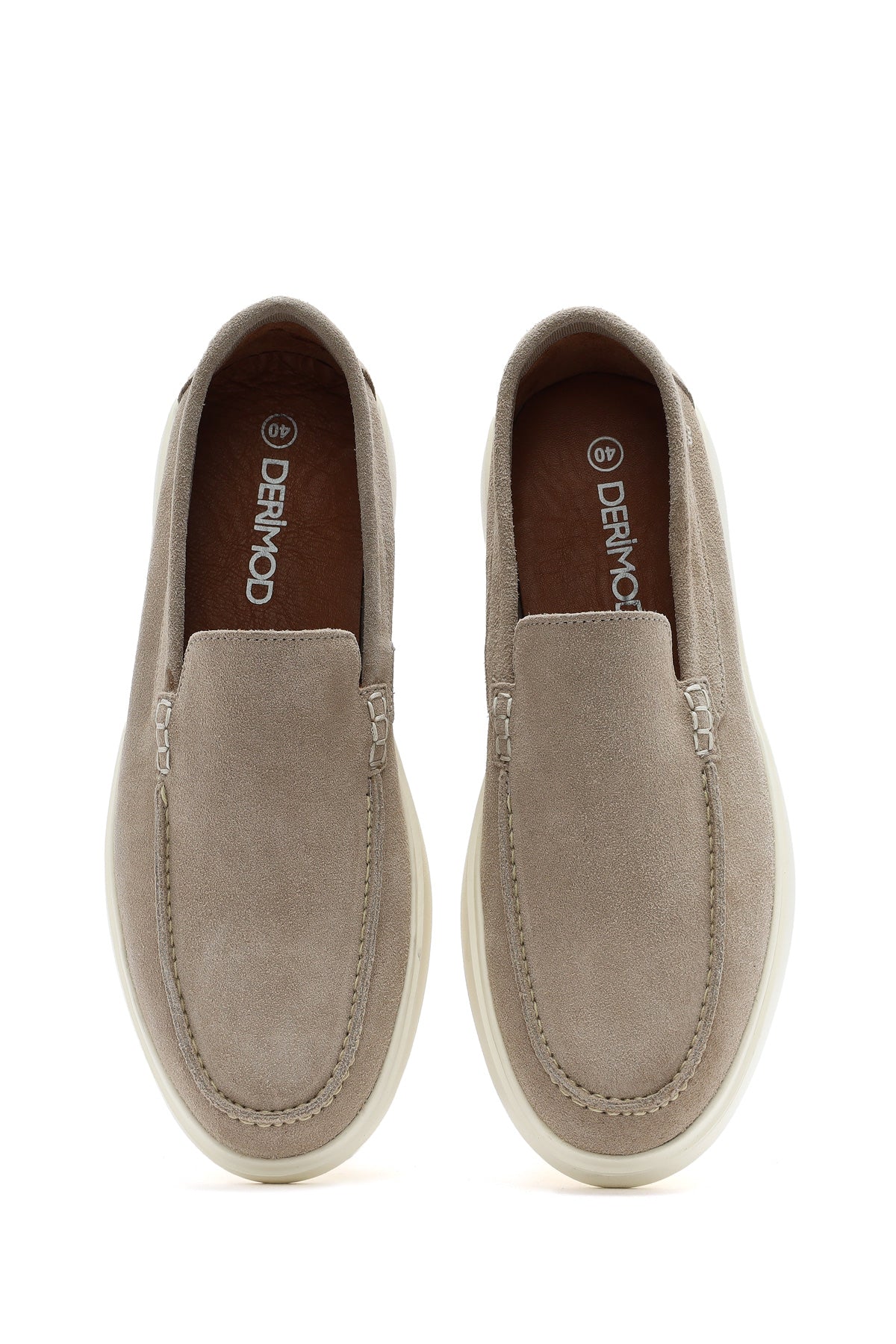 Erkek Bej Süet Deri Casual Loafer