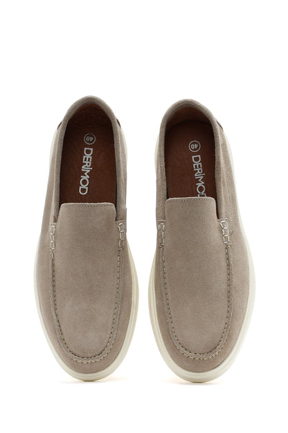Erkek Bej Süet Deri Casual Loafer