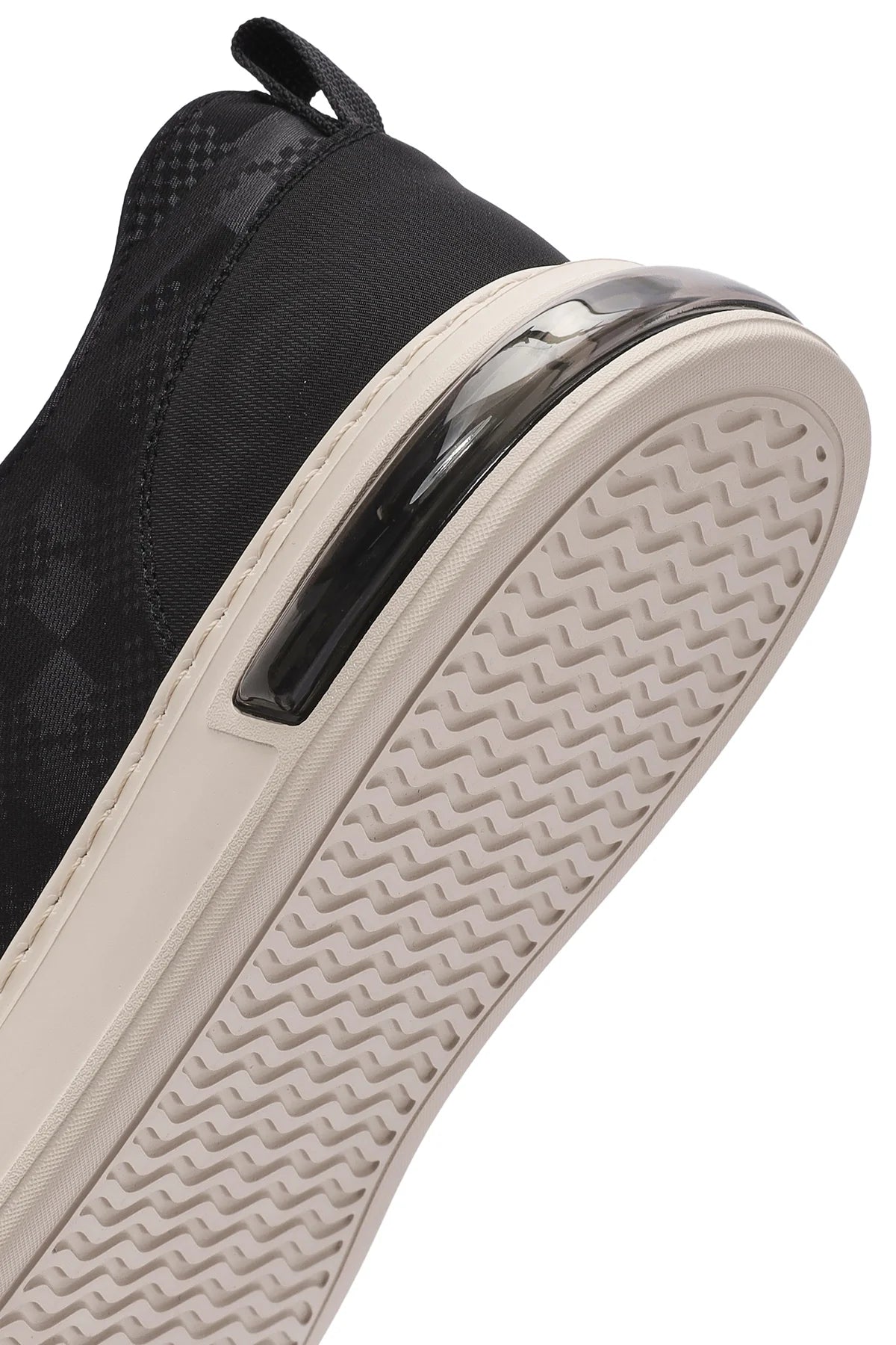 Erkek Siyah Bağcıklı Kalın Tabanlı Desenli Kumaş Sneaker