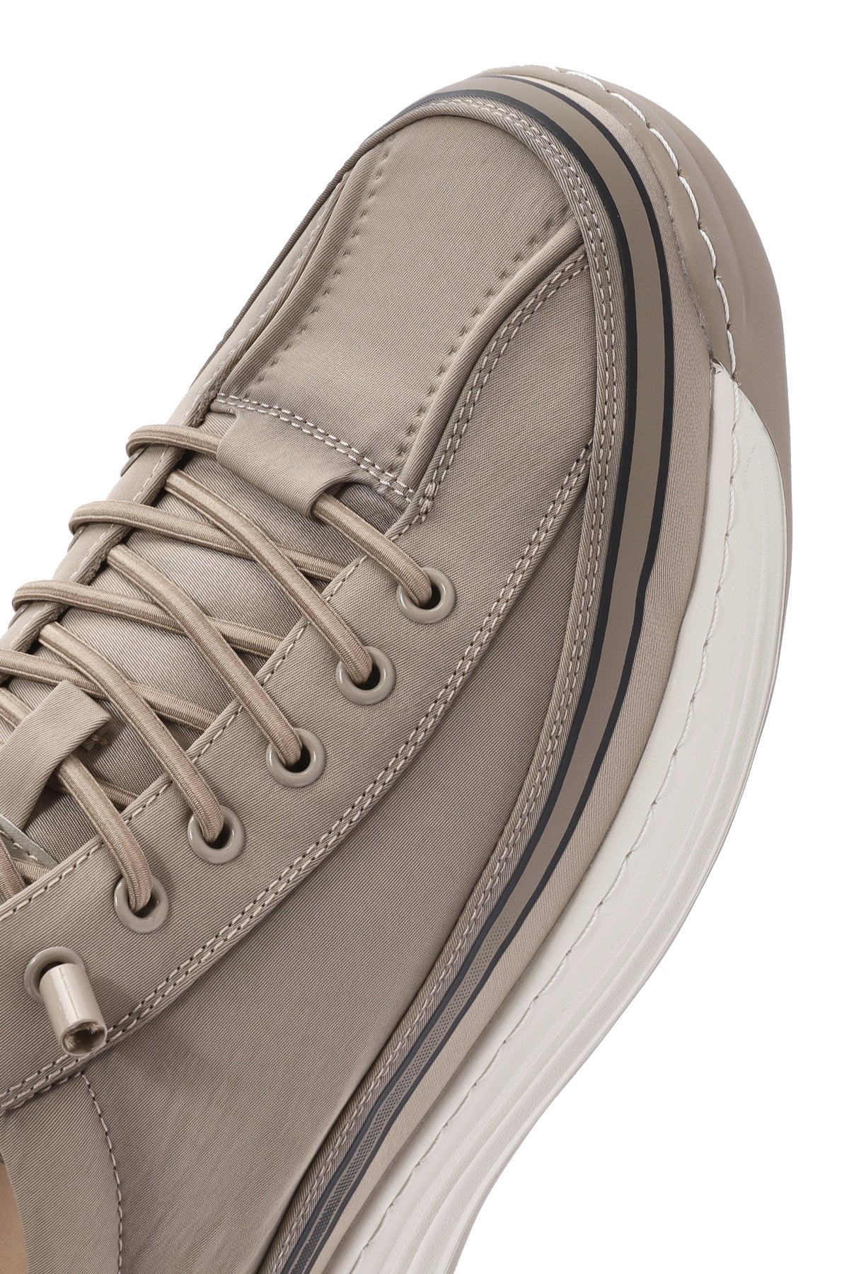 Erkek Bej Bağcıklı Kalın Tabanlı Kumaş Sneaker
