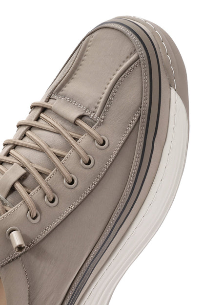 Erkek Bej Bağcıklı Kalın Tabanlı Kumaş Sneaker