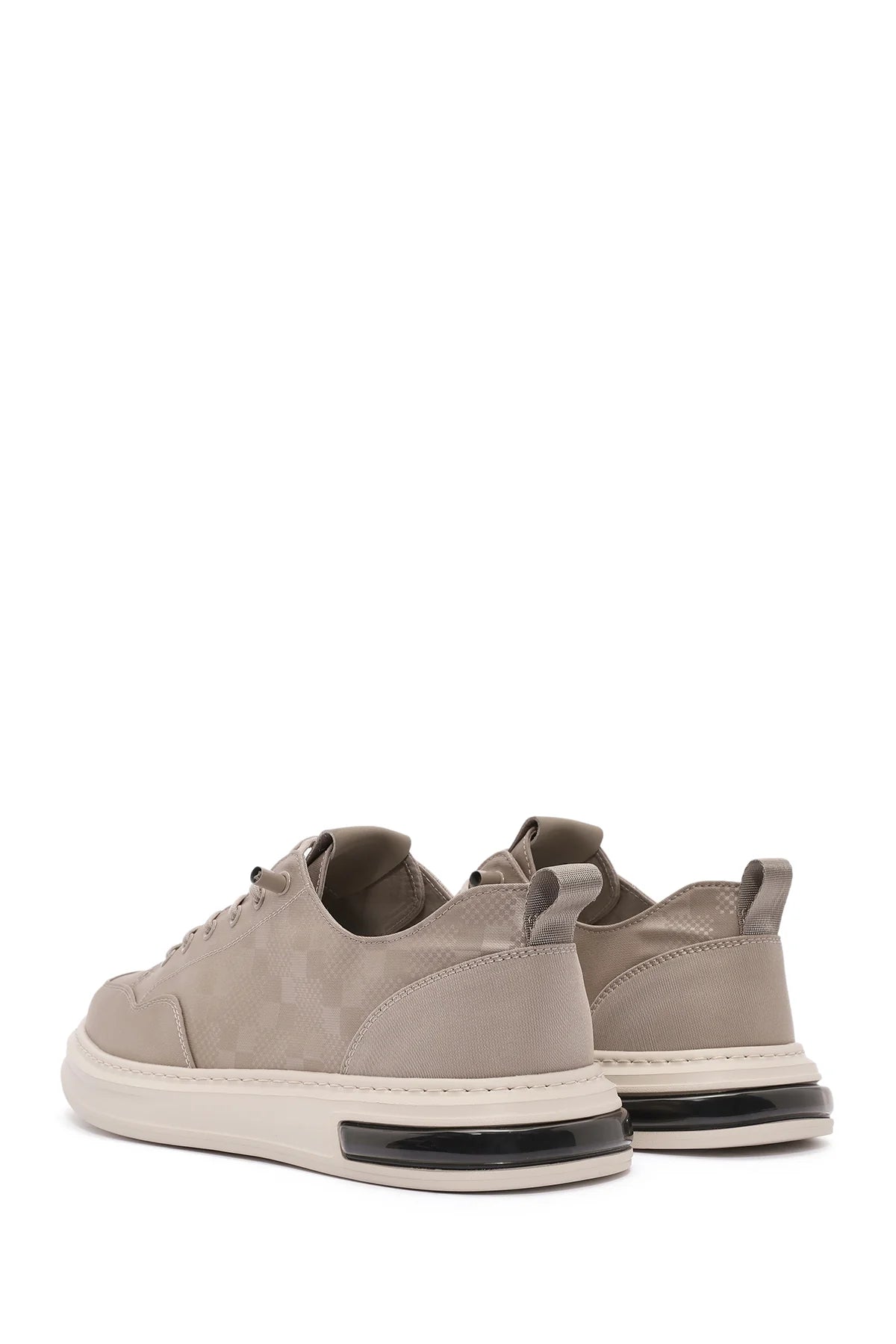 Erkek Bej Bağcıklı Kalın Tabanlı Desenli Kumaş Sneaker