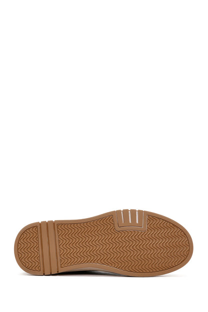 Erkek Siyah Bağcıklı Kalın Tabanlı Deri Sneaker