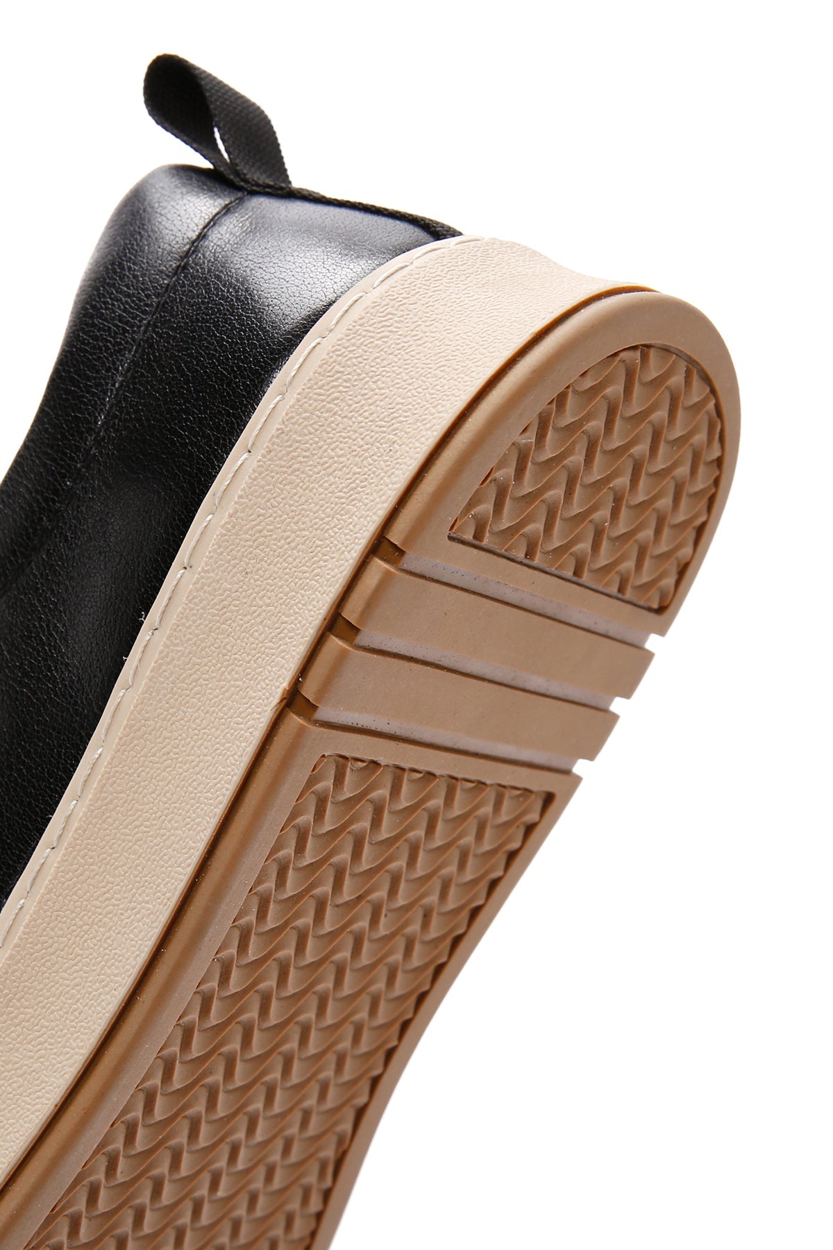 Erkek Siyah Bağcıklı Kalın Tabanlı Deri Sneaker