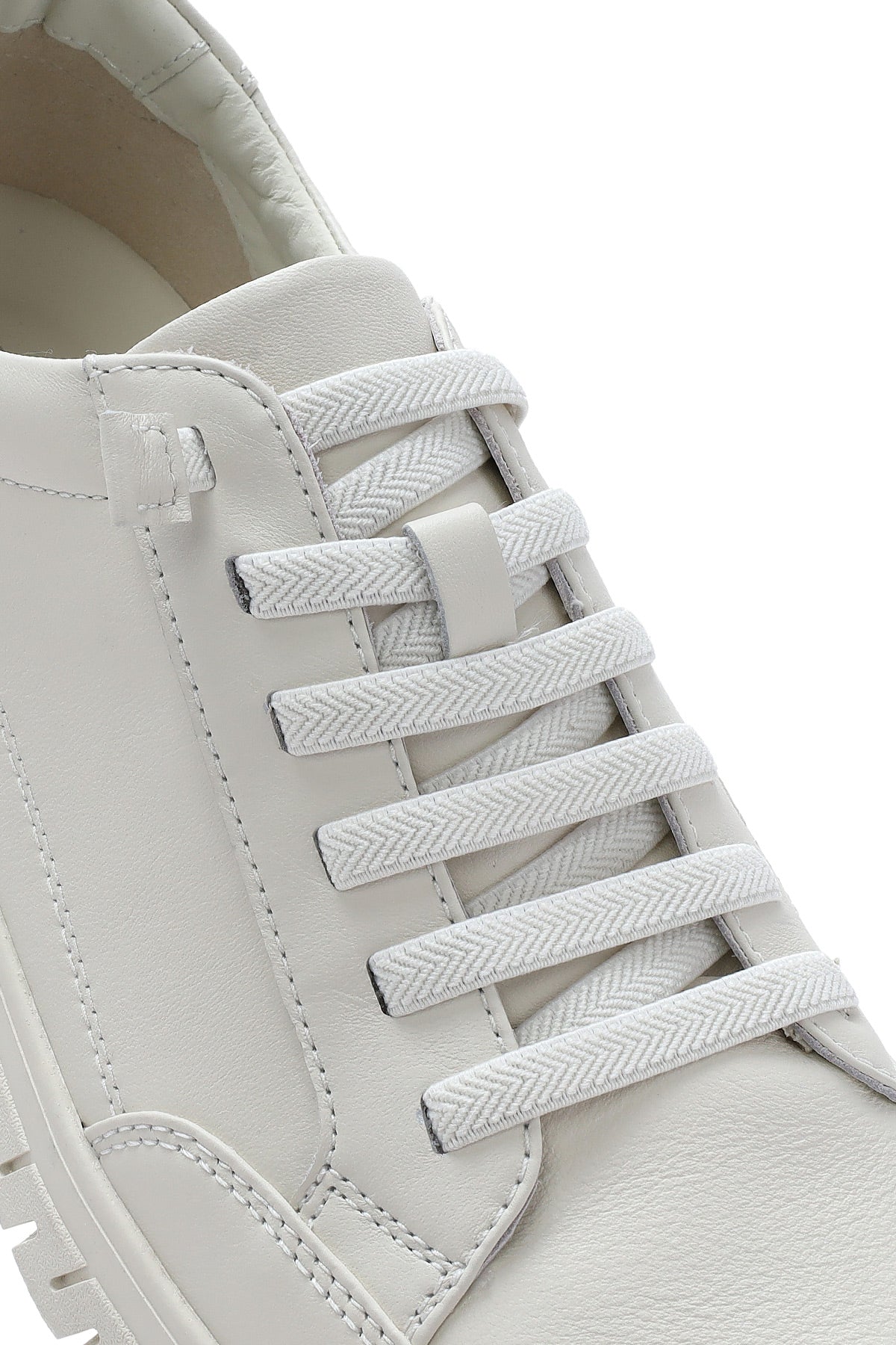 Erkek Beyaz Bağcıklı Deri Sneaker