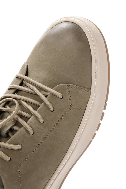 Erkek Haki Bağcıklı Nubuk Deri Sneaker