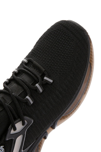 Erkek Siyah Bağcıklı Kalın Tabanlı Kumaş Sneaker