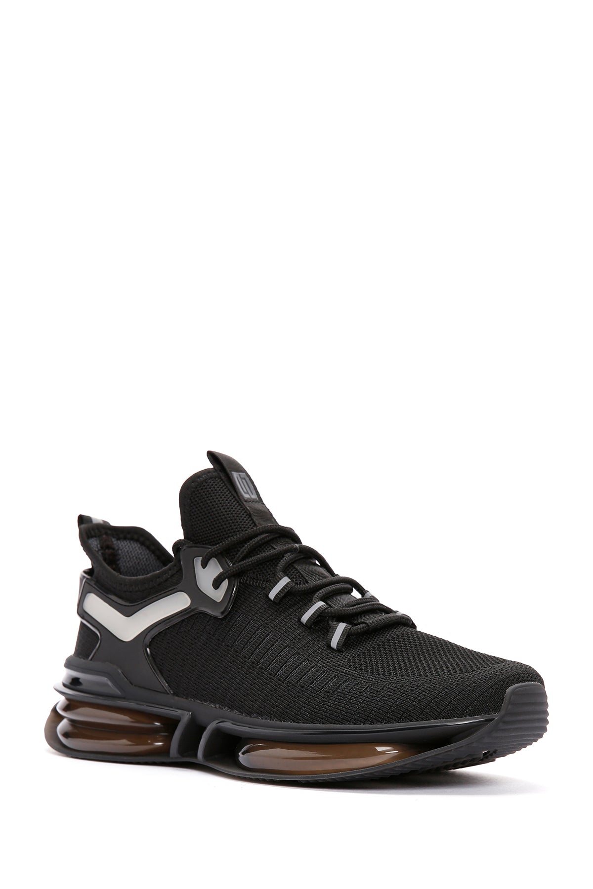 Erkek Siyah Bağcıklı Kalın Tabanlı Kumaş Sneaker