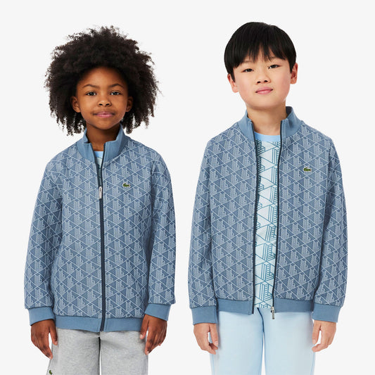 Çocuk Fermuarlı Monogram Mavi Sweatshirt