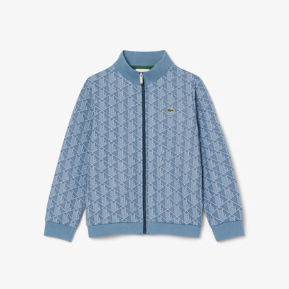 Çocuk Fermuarlı Monogram Mavi Sweatshirt